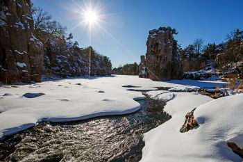 Late afternoon at Palisades State Park after a fresh snowfall.