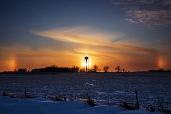 Winter sunset with sundogs near Wall Lake.