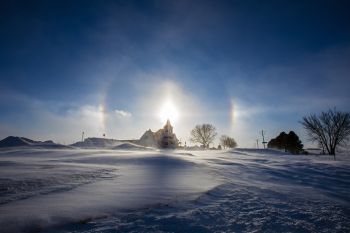 West Nidaros Lutheran with sun dogs.