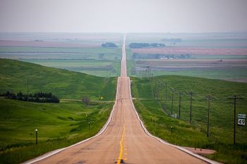 Nearly 8 miles of Highway 49 in view going north from Colome.