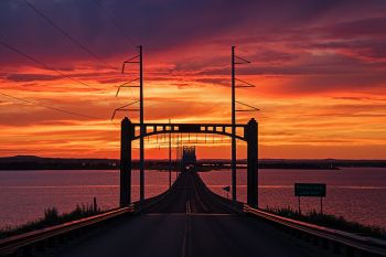 Sunset from the east side of Lake Oahe in Mobridge looking northwest.