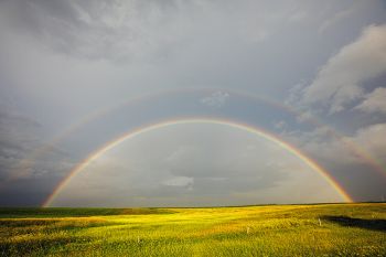 Double rainbow in rural Miner County.