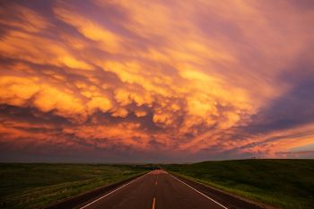 The White River breaks with mammatus clouds.