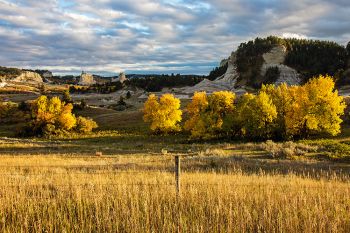 Castle Rock area of the Slim Buttes near Reva Gap as the last light of the day appeared.