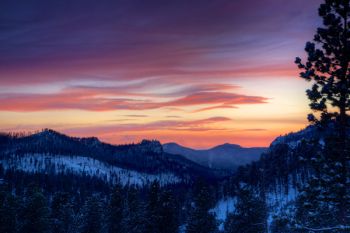 Sunset from Highway 89 near Sylvan Lake Lodge.