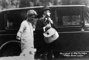 President and Mrs. Coolidge at the Custer State Game Lodge.