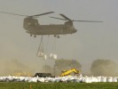 Black Hawk helicopters dropped one-ton sandbags in place at Dakota Dunes in early June. These CH-47 Chinook helicopters could carry multiple one-ton sandbags.