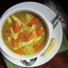 A slightly thickened soup with shredded chicken and spicy flavor. Photo by Fran Hill.