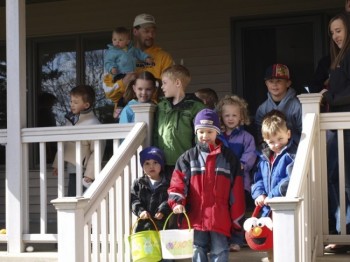 Young South Dakotans prepare  to descend on the Schoenbeck yard like a horde of egg-hungry locusts.