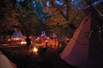 Campers enjoy evening festivities at Camp Teepeetonka along the Big Sioux River in Sioux Falls.