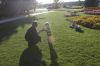 Kristina s relatives enjoying the gardens.