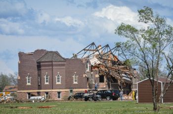 <a href='http://www.saraliberte.com/' target='_blank'>Sarah Liberte</a> took this photo of the Zion Lutheran Church, destroyed by the Mother's Day tornado.