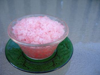 A sweet, watermelon-flavored slush is a cold treat on a hot day.